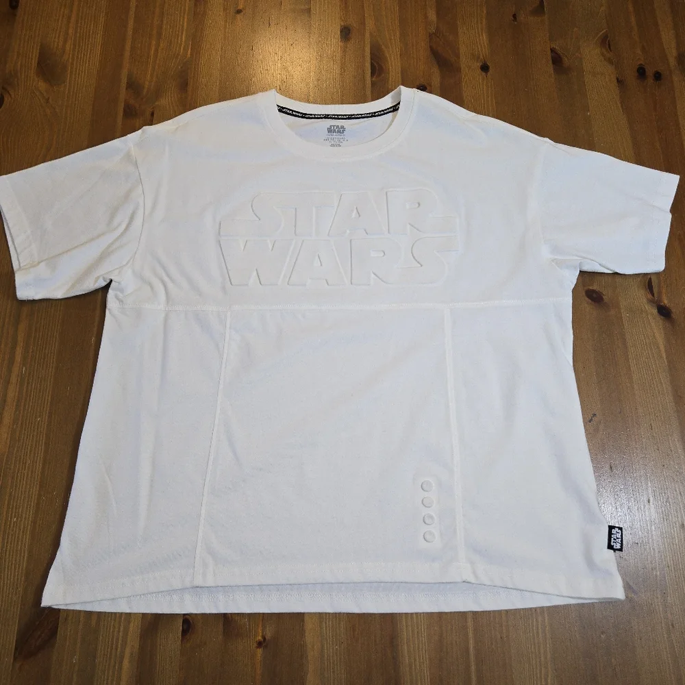 Women's Star Wars Logo Stormtrooper Inspired White Graphic T-Shirt Size - Picture 2 of 8